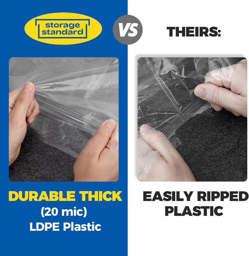 Storage Standard 60-Pack Dry Cleaning Bags for Clothes 40-Inch Long - Clear Plastic Garment Bags for Hanging Clothes, Dry Cleaner Plastic Clothing Cover for Suits, Coat, Shirt, & Pants - Image 1